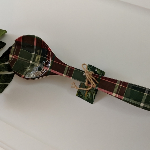 Tommy Bahama Melamine 2 Pc Spoon Fork Set Tartan Red Green - Picture 4 of 5